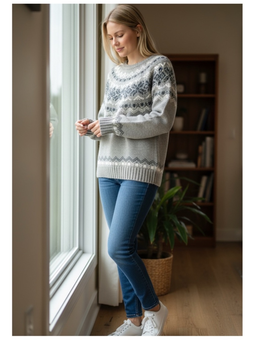 Penfield Fair Isle Sweater M Grey